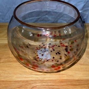 Vtg Hand Blown Murano Style Artesian Glass Fish Bowl